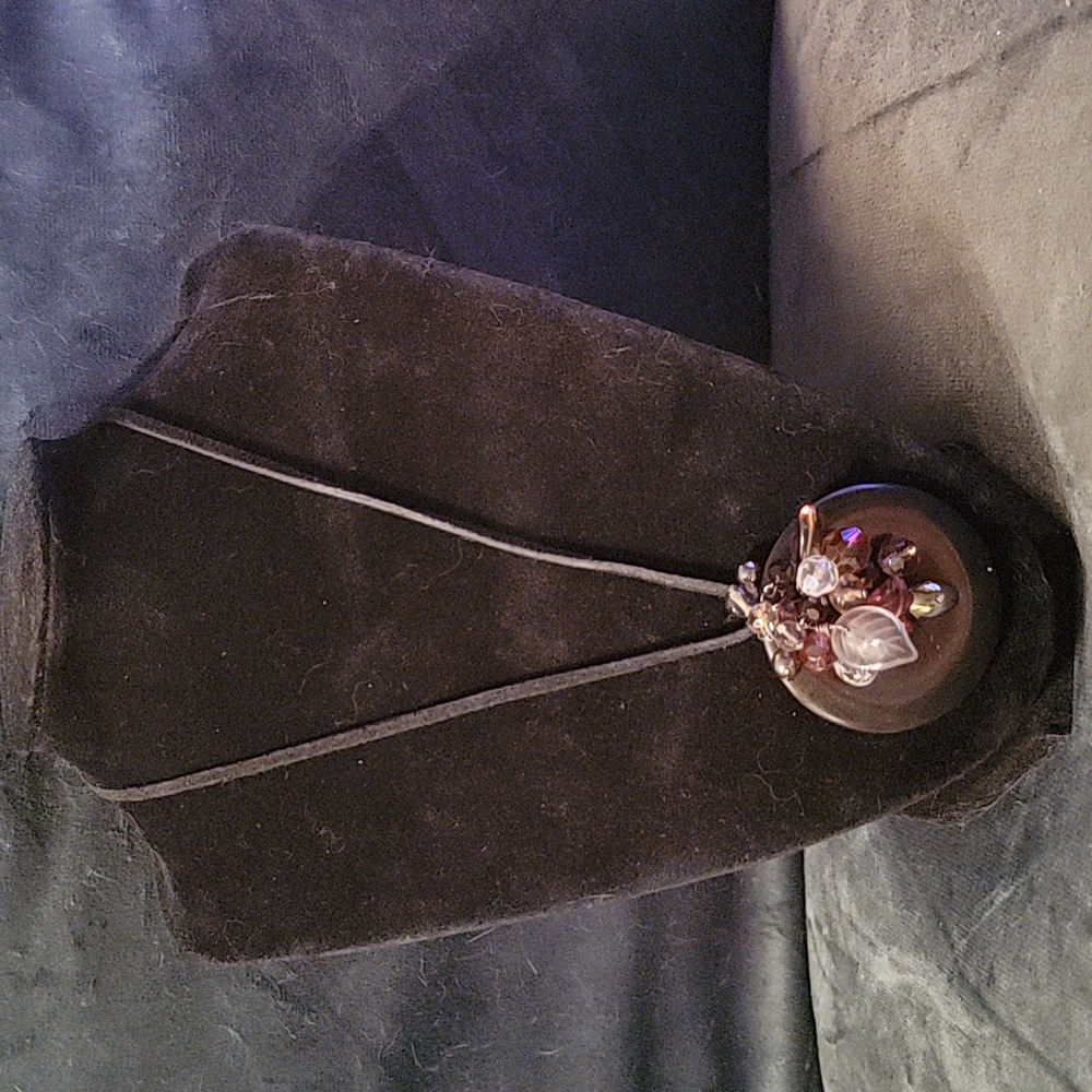 GUC Handmade Obsidian Donut Fall Festive Necklace on Cord